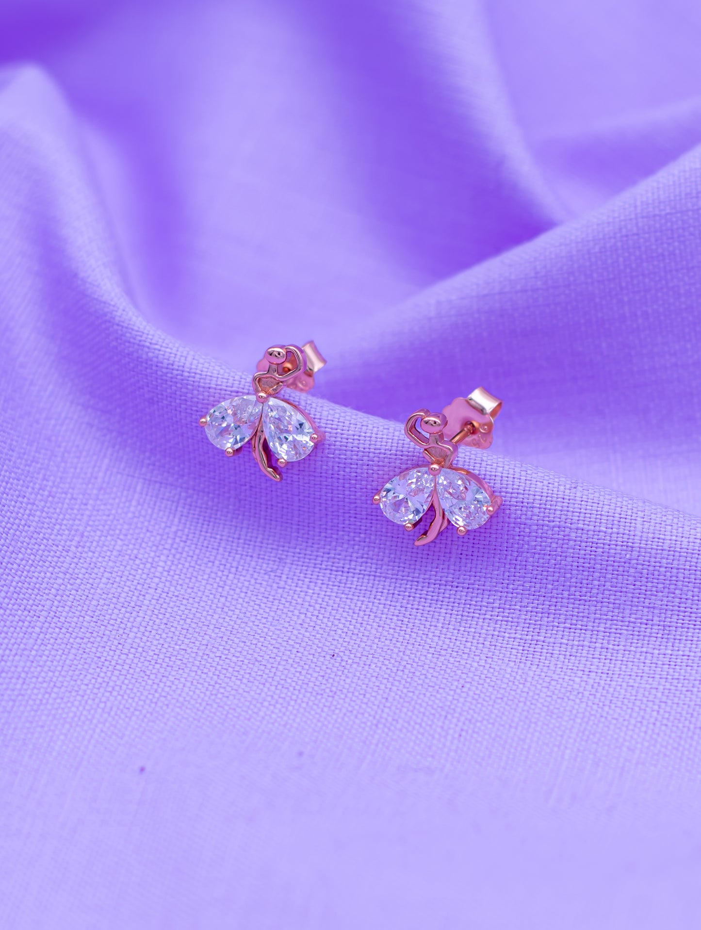 Small Stud Earrings with Semi-Precious Stones & Rose Gold Polish