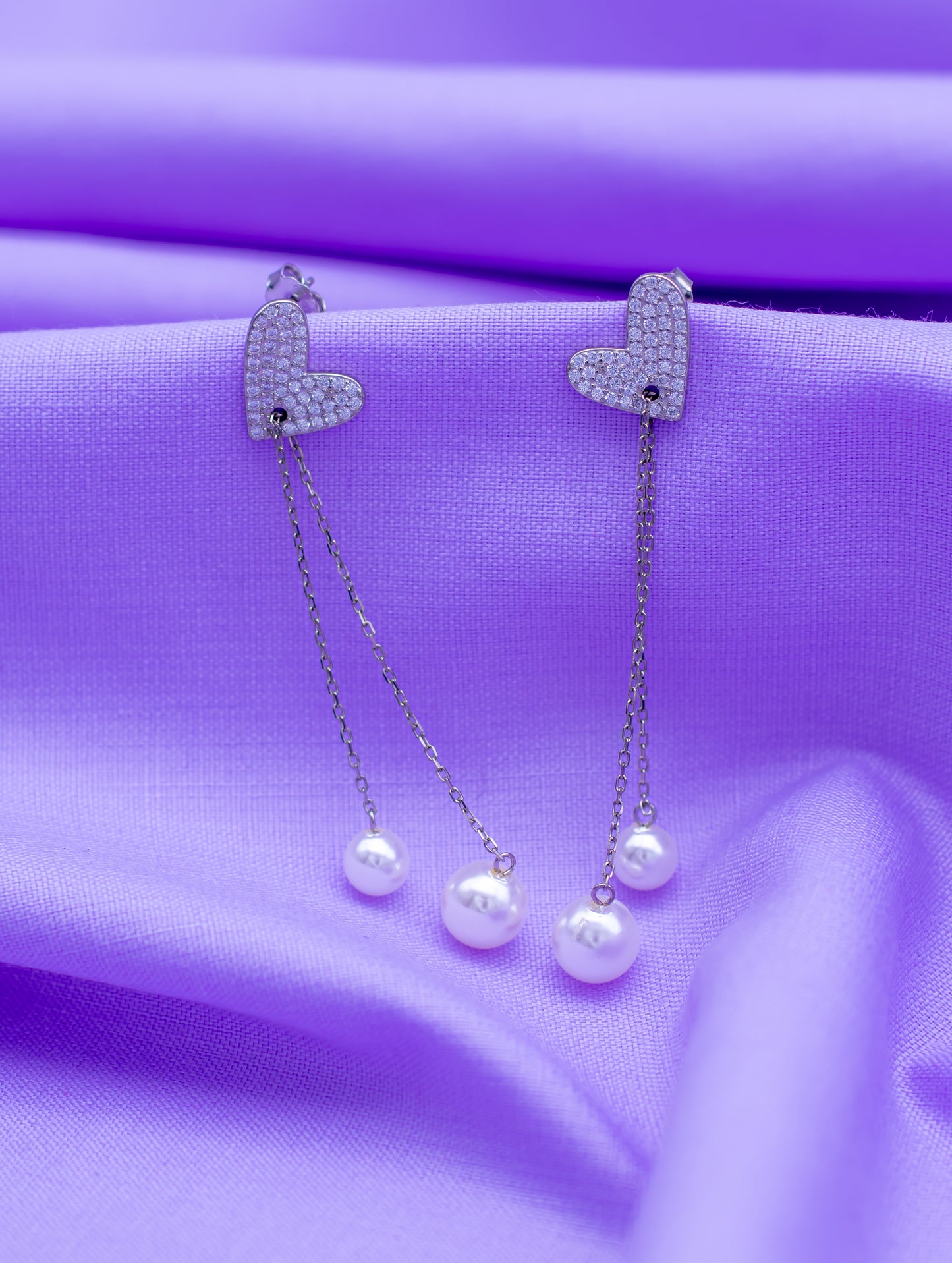 Sterling Silver Pearl Dangling Earrings