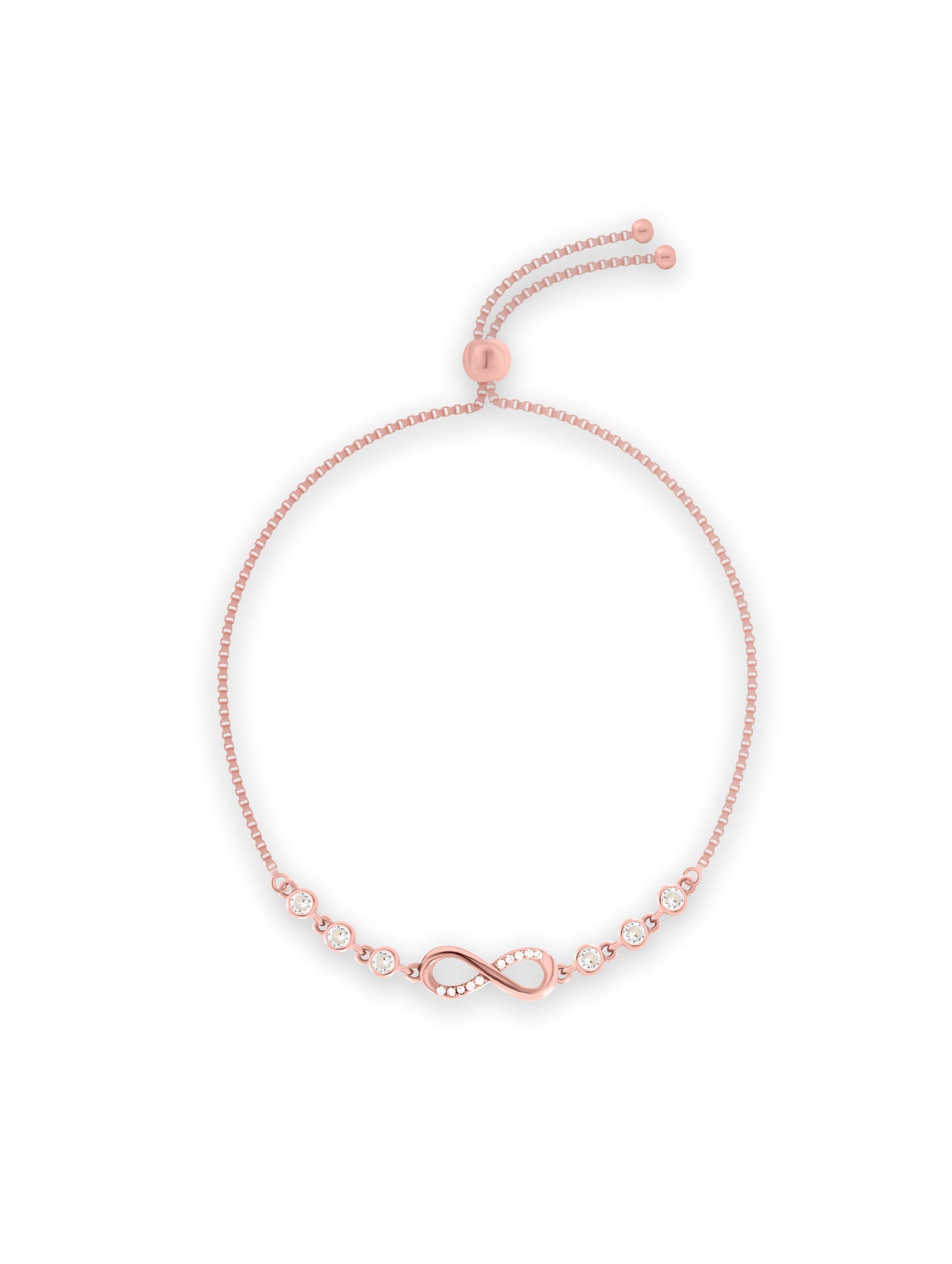Sterling Silver Infinity Bracelet with Rose Gold Polish