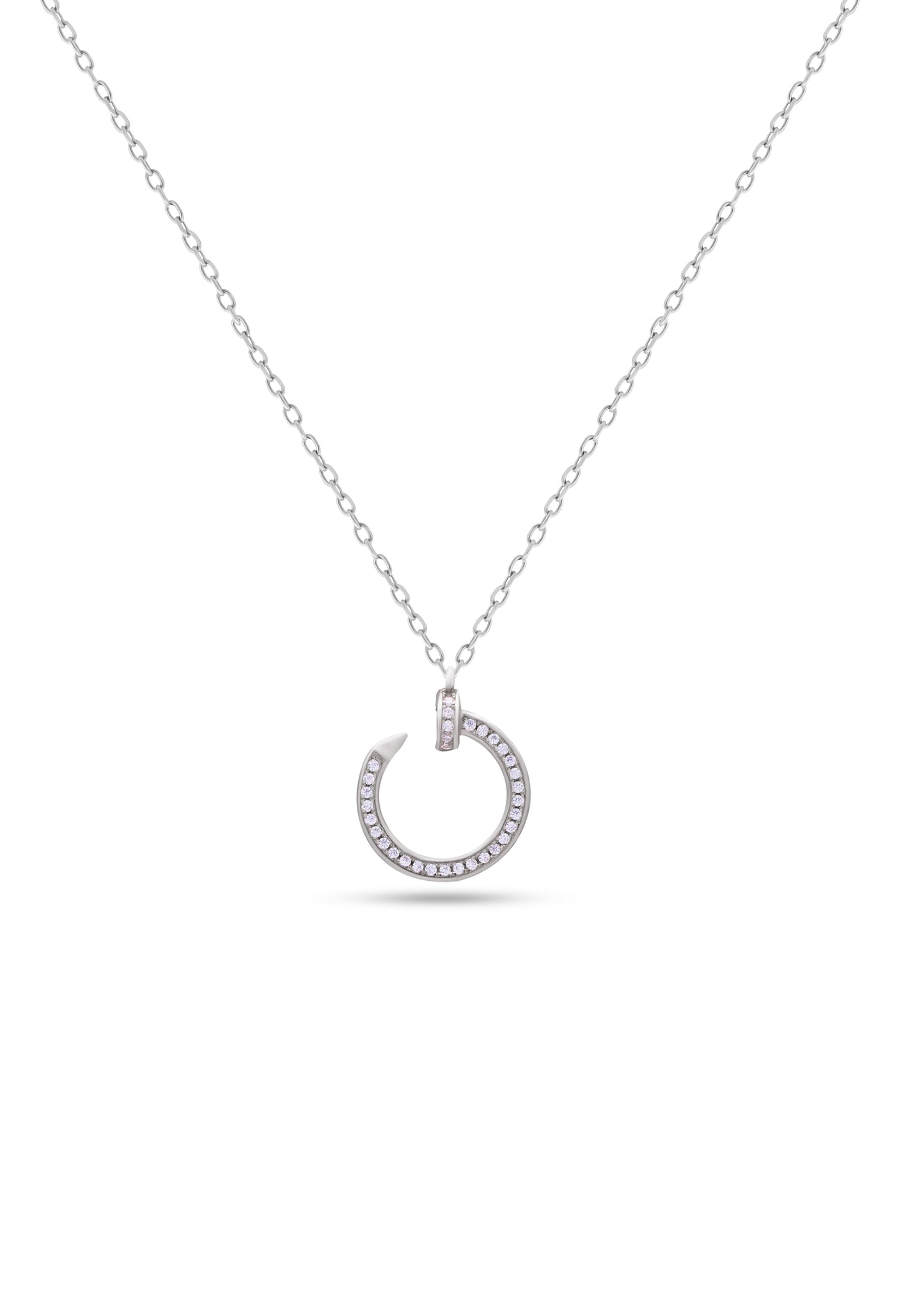 Silver Swarovski Nail Charm Necklace