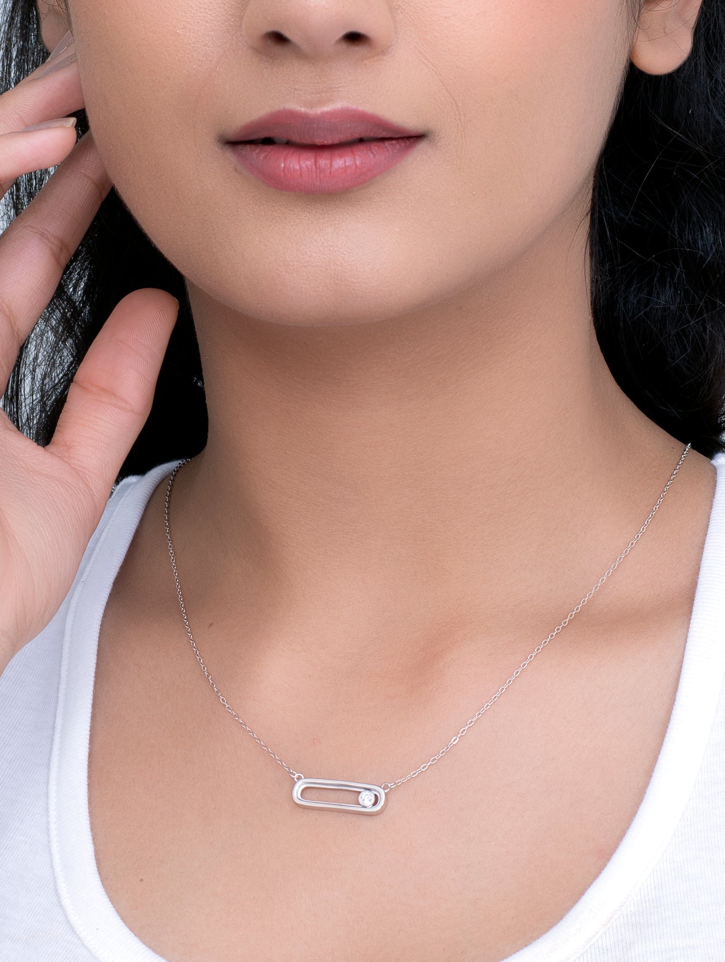 Silver Necklace with Swarovski Zircon Pendant