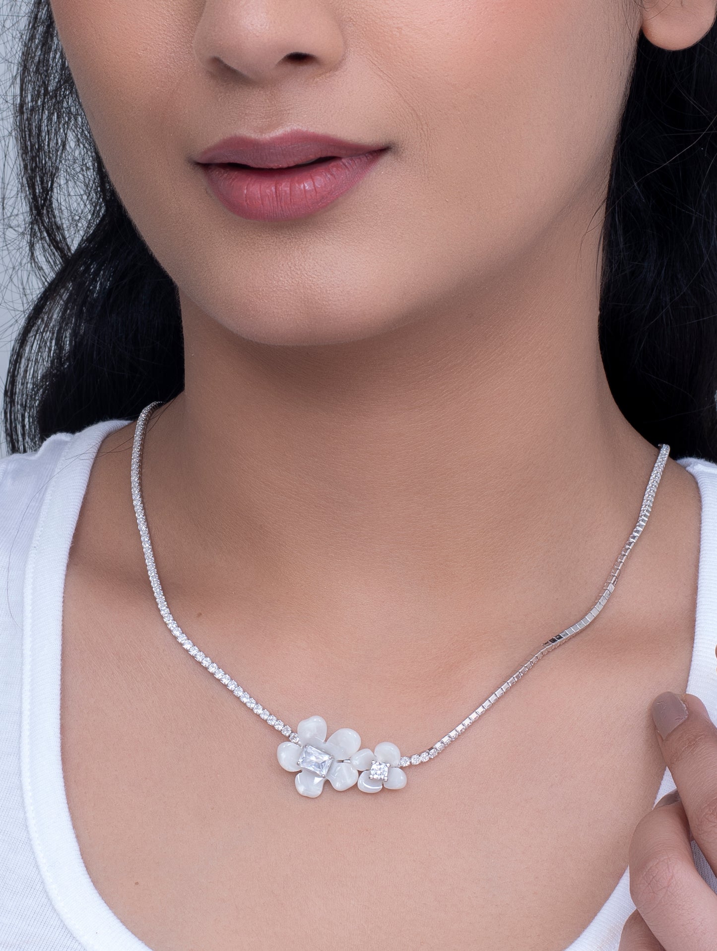 White Blossom Floral Necklace