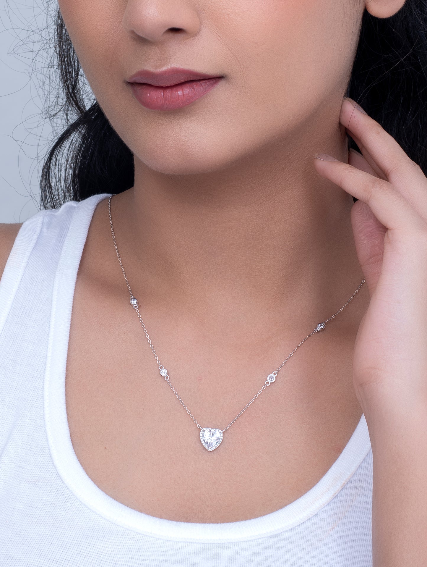 Heart Stone Silver Necklace