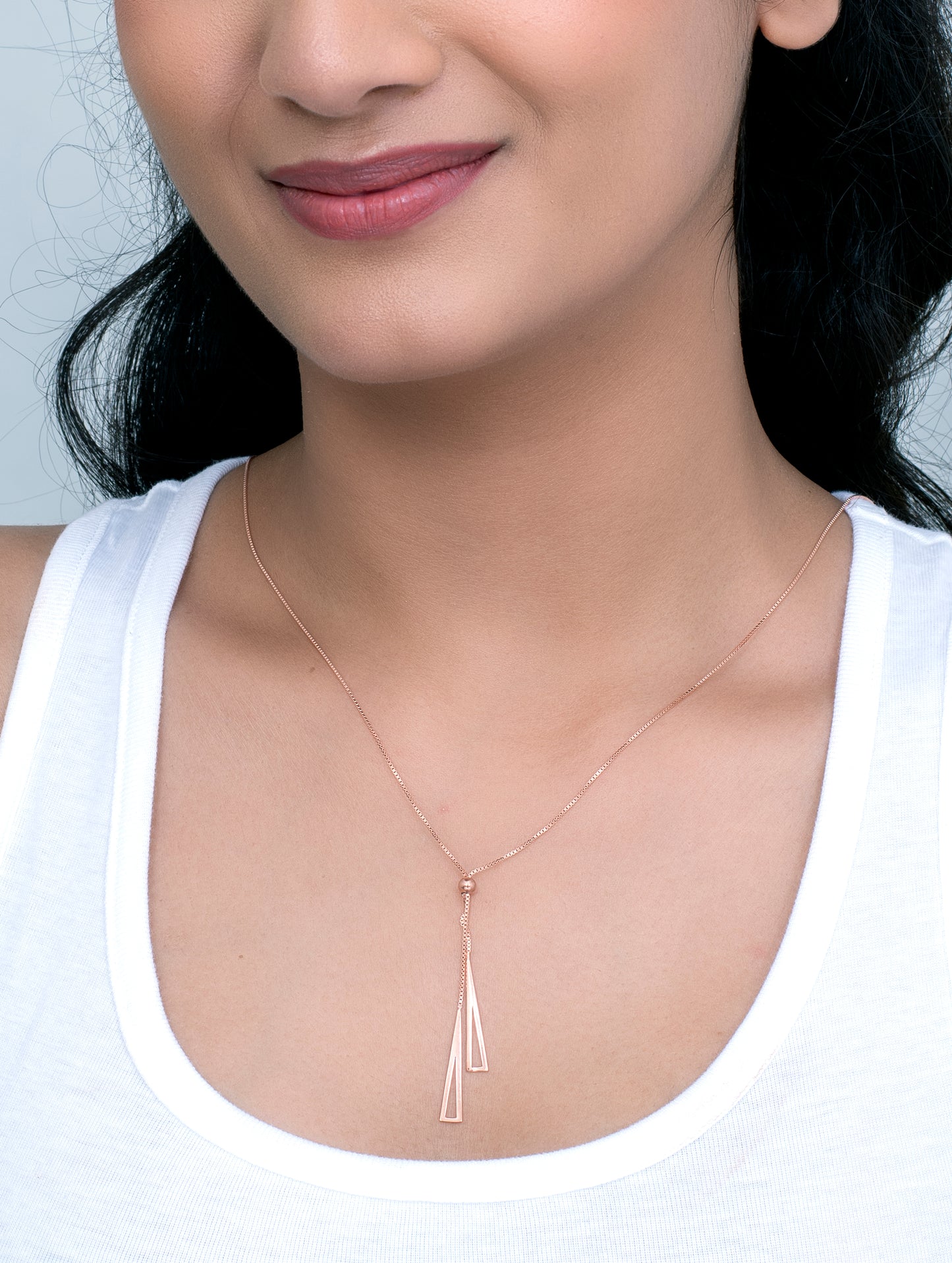 Sterling Silver Adjustable Necklace with Rose Gold Polish