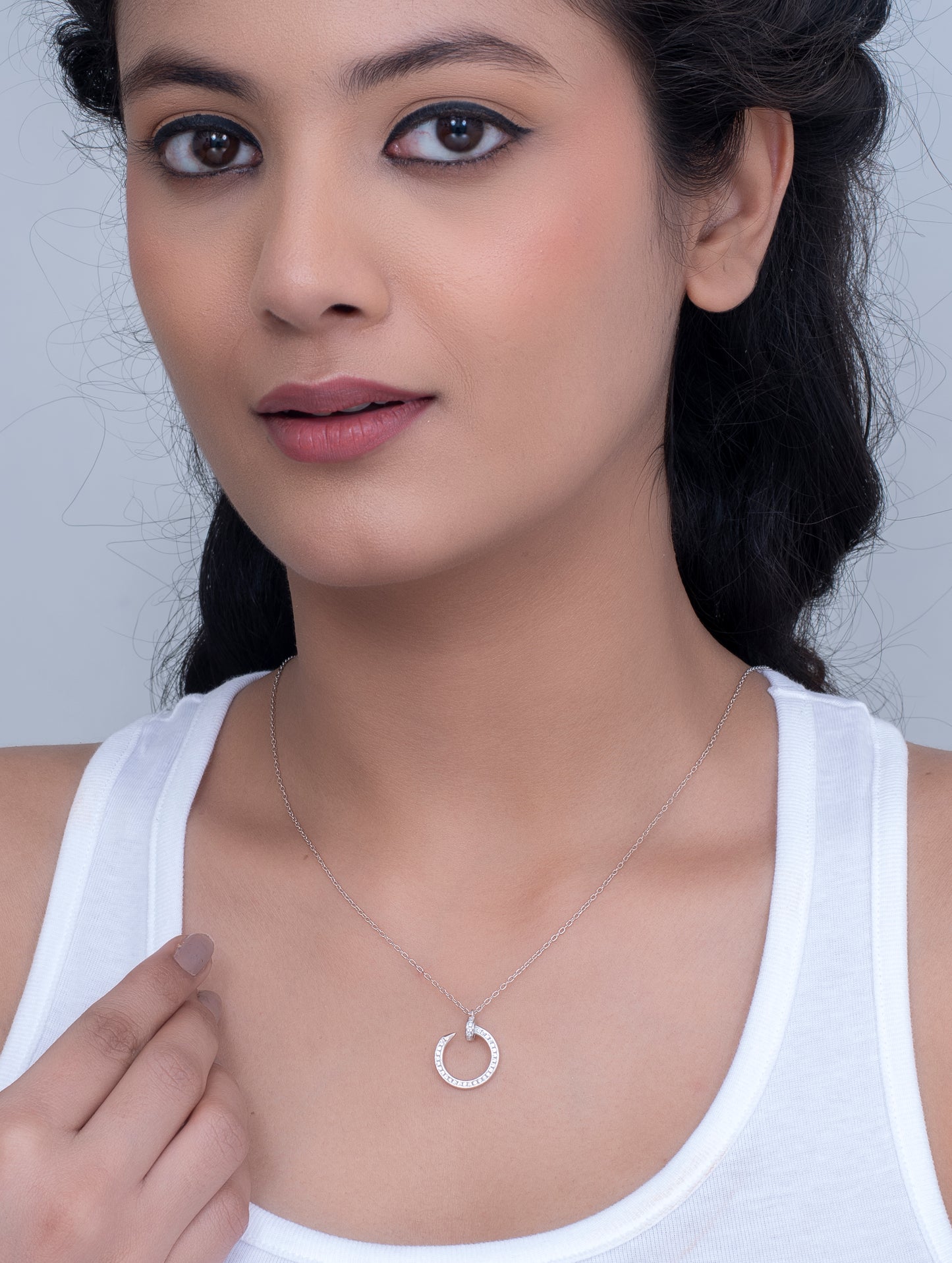 Silver Swarovski Nail Charm Necklace