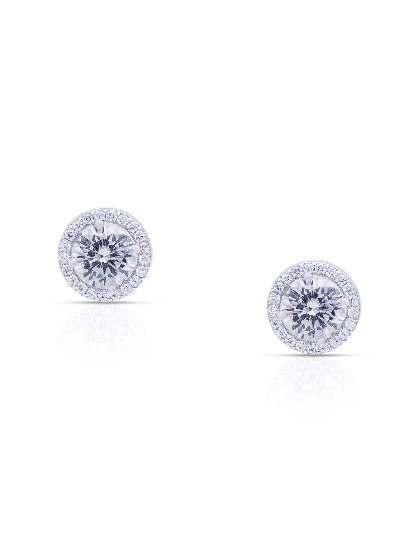 Sterling Silver Sparkling Solitaire Stud Earrings