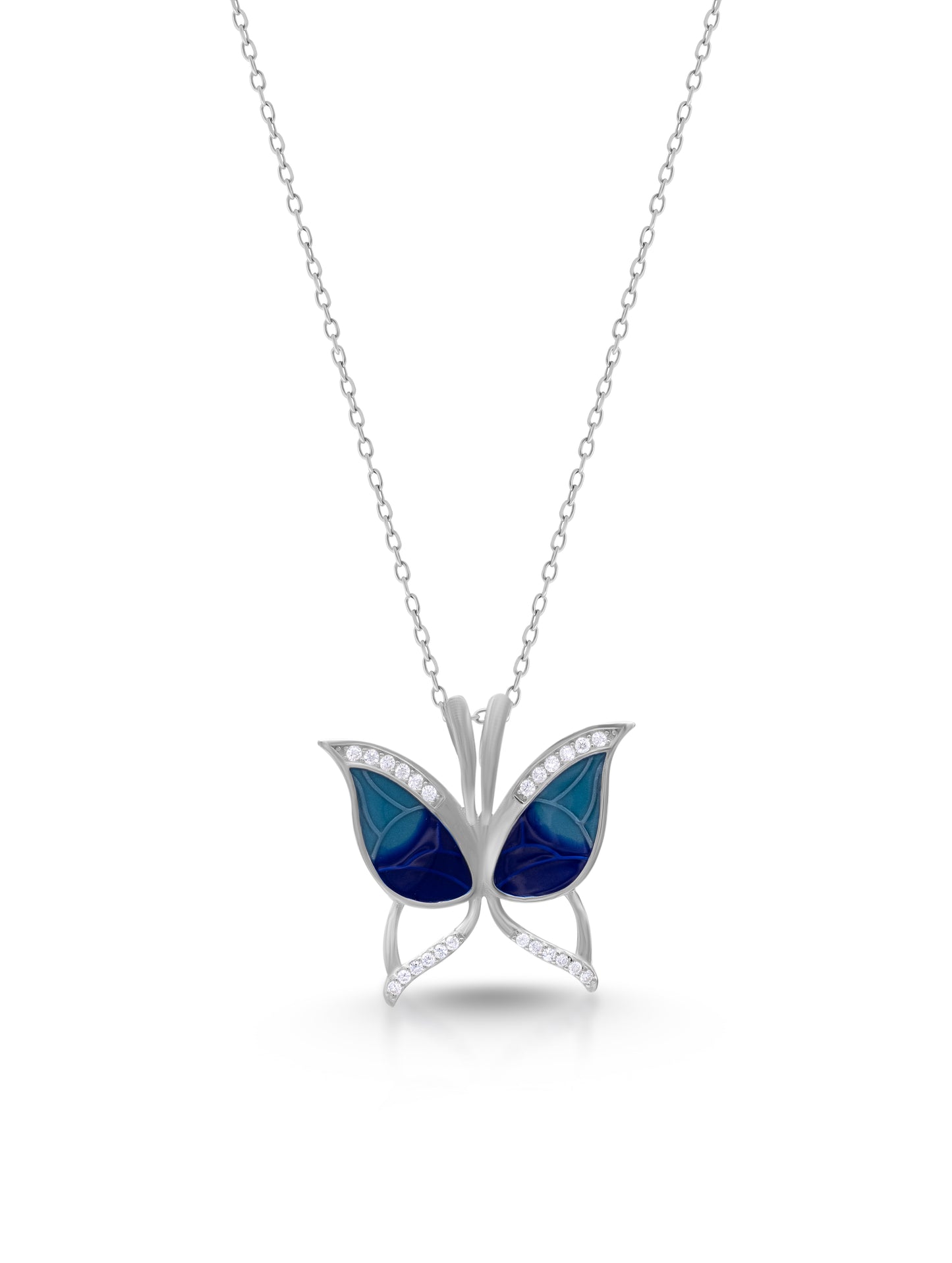 Enamel Butterfly Pendant Necklace
