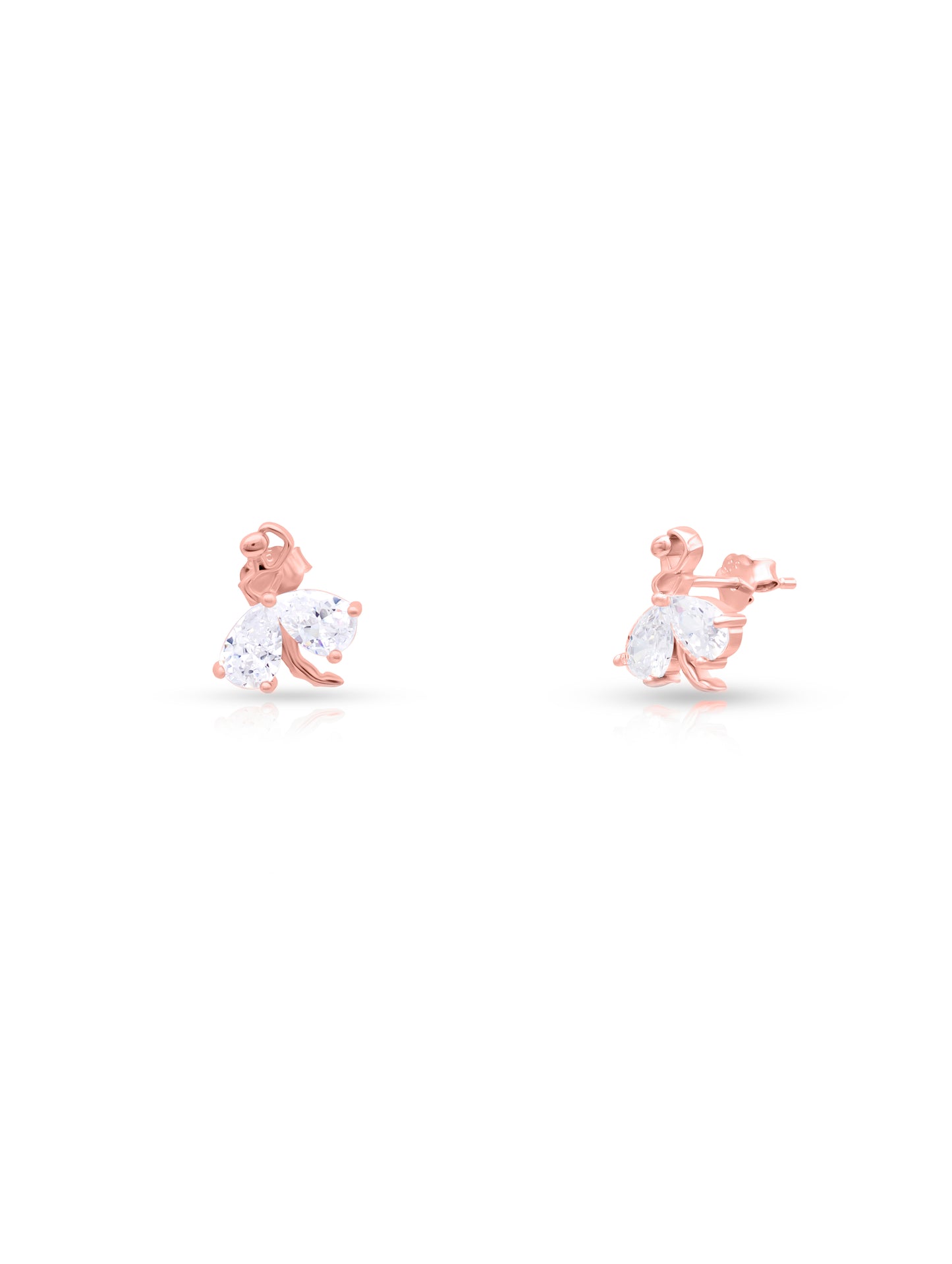 Small Stud Earrings with Semi-Precious Stones & Rose Gold Polish