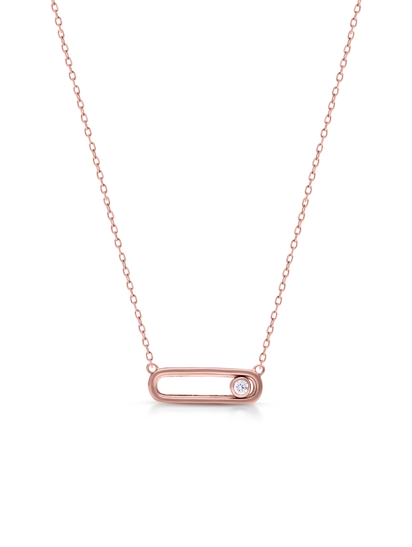 Silver Necklace with Rose Gold Polish & Swarovski Zircon Pendant