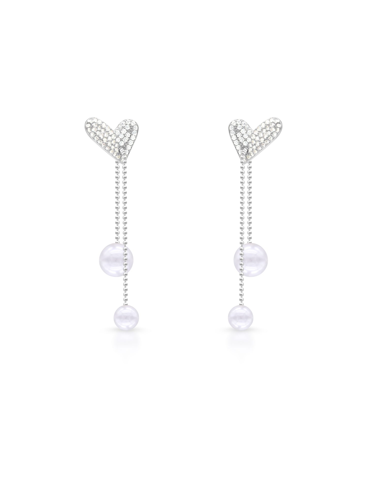 Sterling Silver Pearl Dangling Earrings
