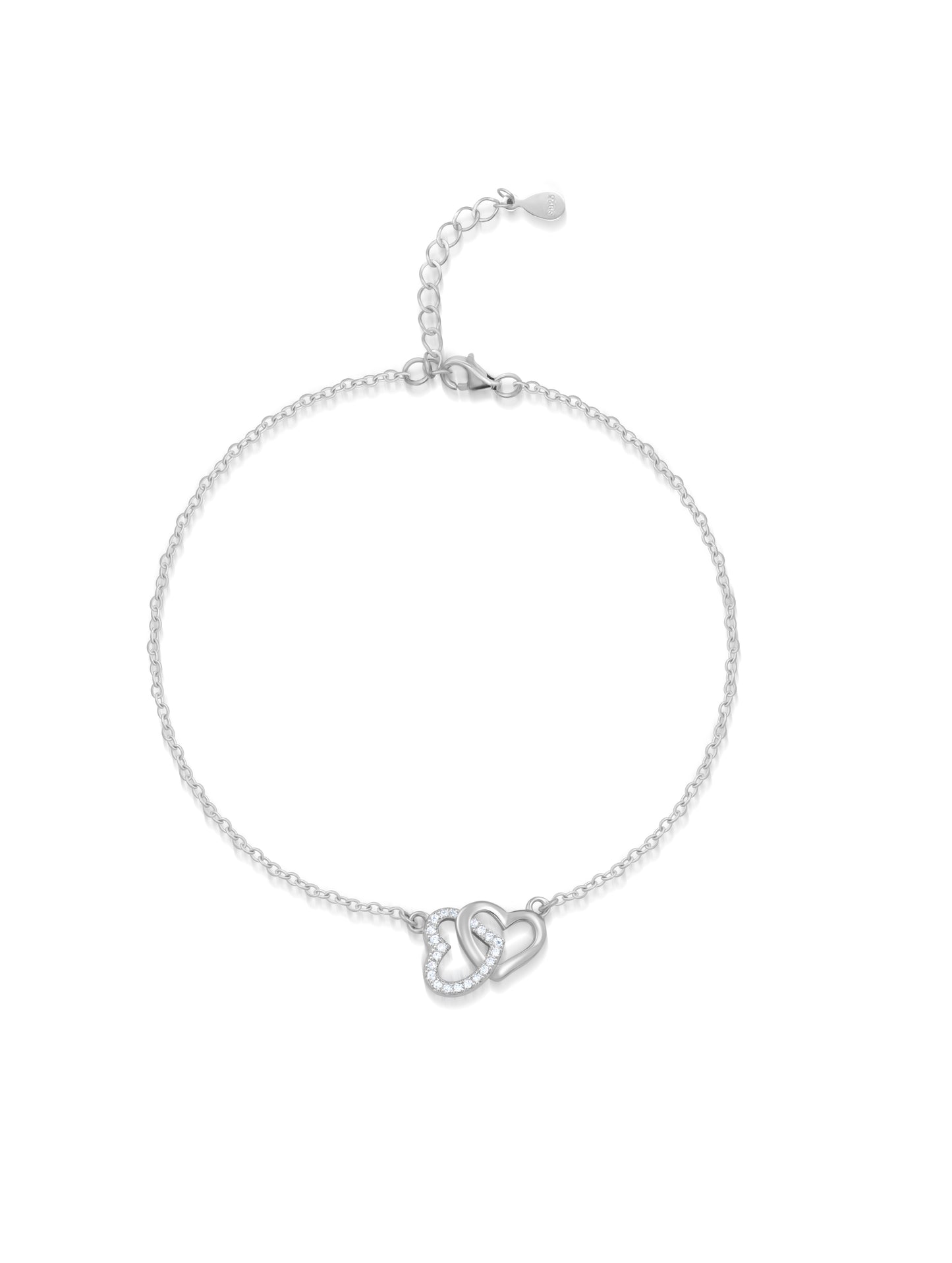 Sterling Silver Dual Heart Chain Bracelet