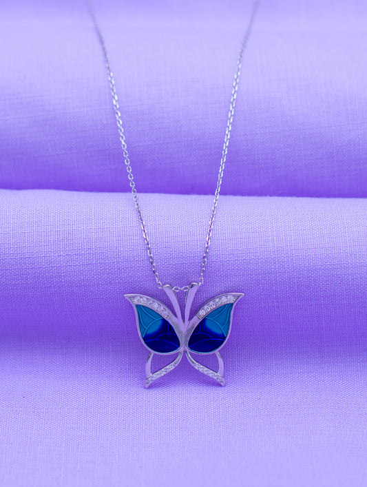Enamel Butterfly Pendant Necklace