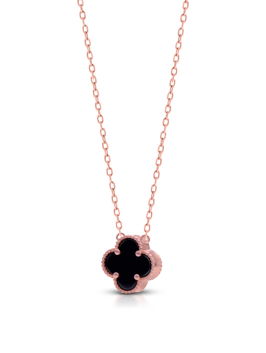 Elegant Clover Pendant Necklace – Rose Gold Vermeil