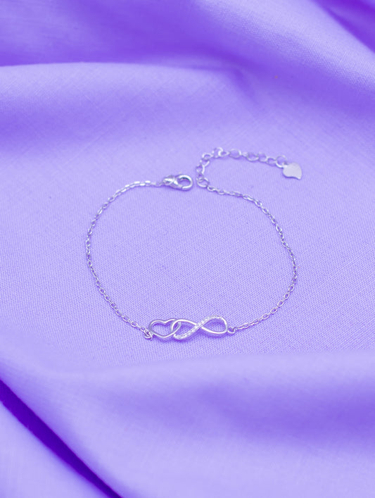 Sterling Silver Infinity & Heart Chain Bracelet