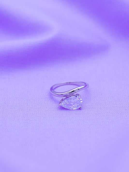 Sterling Silver Pear-Cut Solitaire Ring