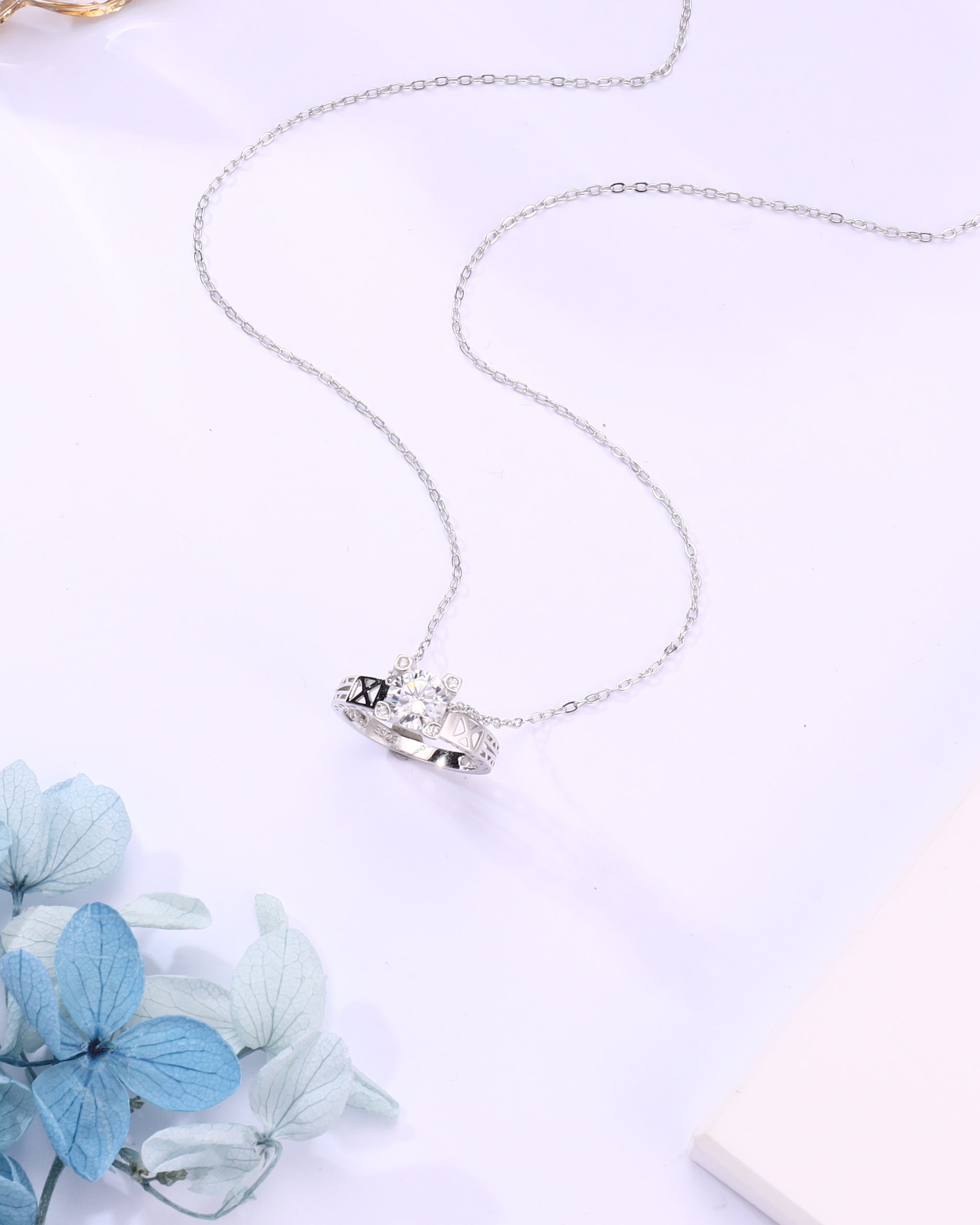 Solitaire Ring Pendant Necklace