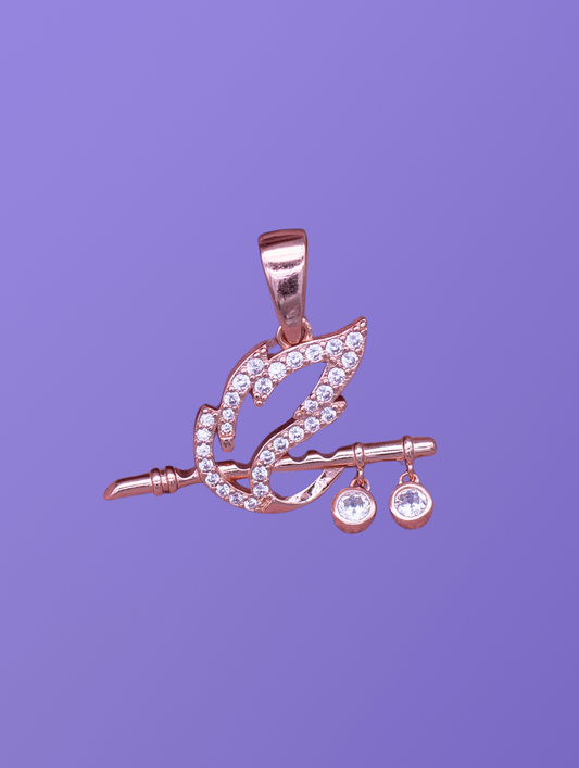 Rose Gold Flute Pendant With Chain