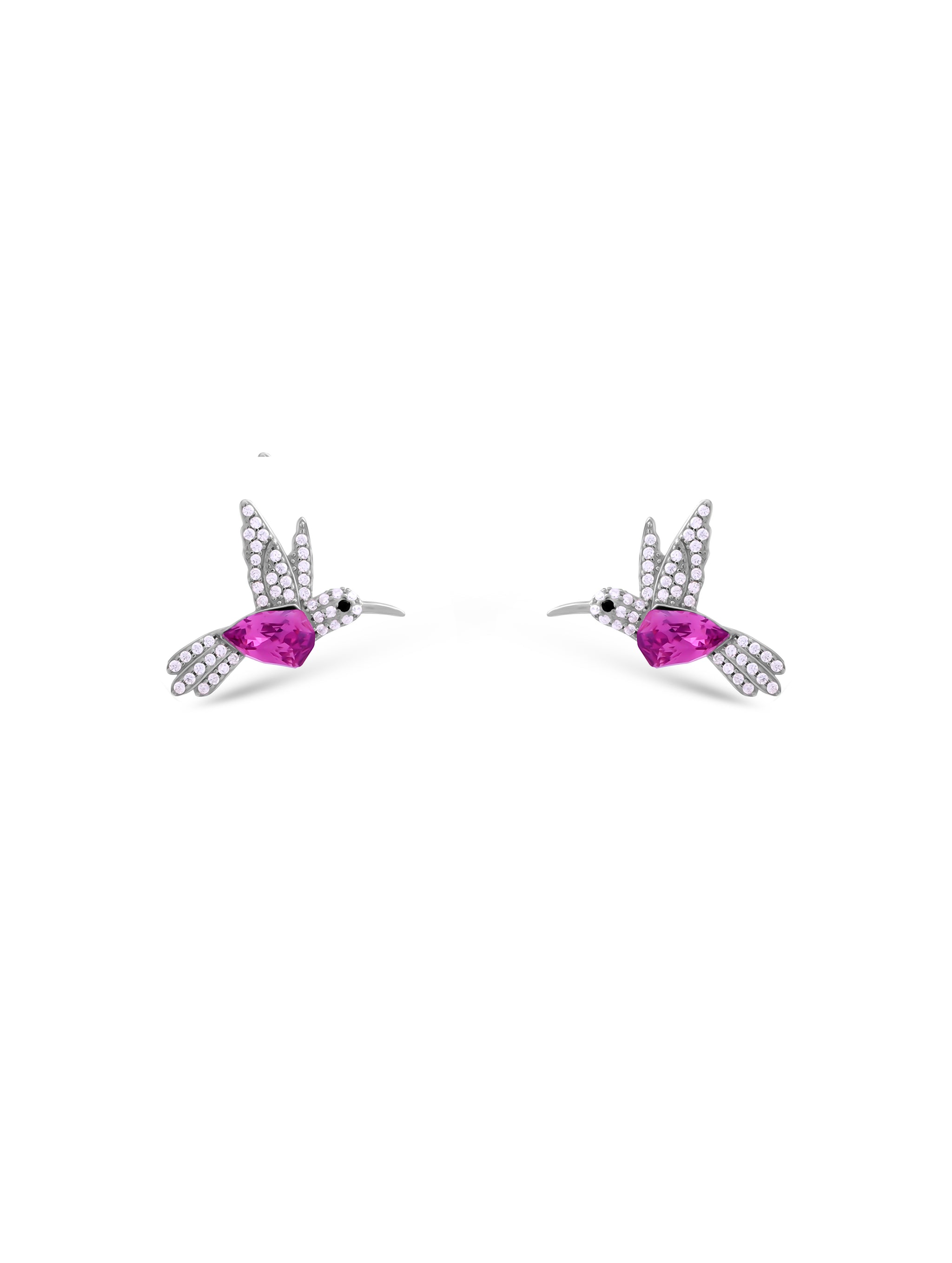 Bird Stud Earrings with Swarovski Zircon